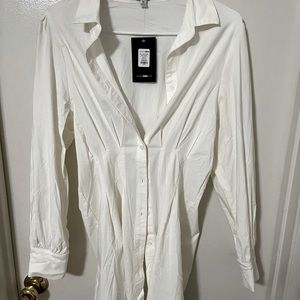 White mini button up dress